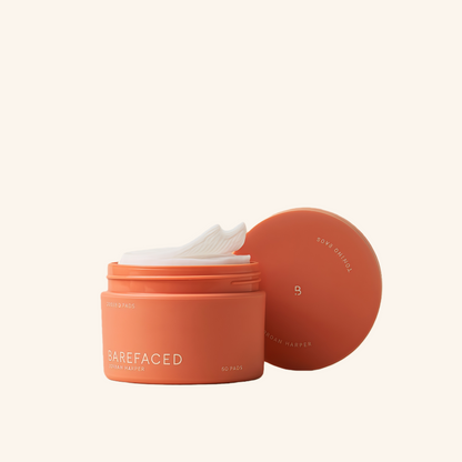 Barefaced Toning Pads (60 Count) - Glycolic Acid Pads for Brighter, Clearer Skin