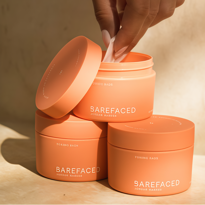 Barefaced Toning Pads (60 Count) - Glycolic Acid Pads for Brighter, Clearer Skin